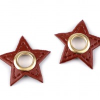 Ringli műbőr csillag rávarrásra 8 mm, 4 ks, barna konyak - arany